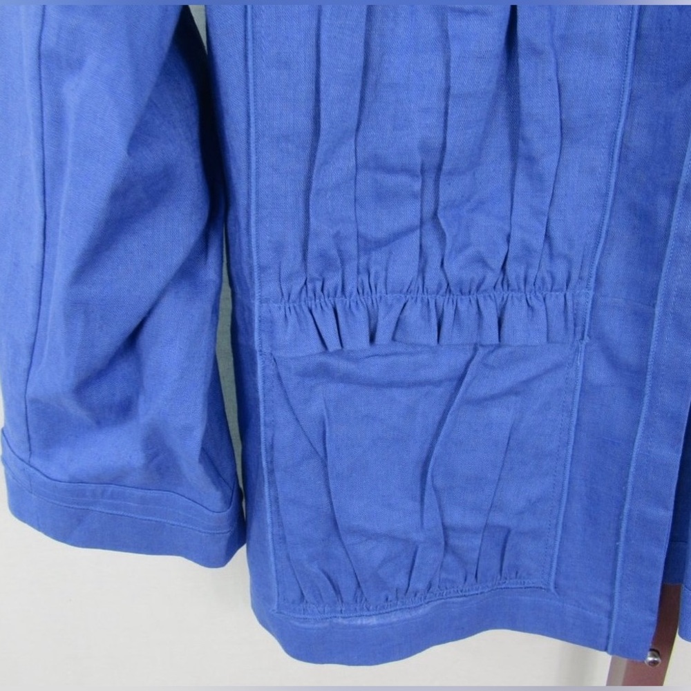 Chicos Linen Blazer Jacket Cotton Casual Open Contemporary Lagenlook Ruched NEW - Picture 5 of 12